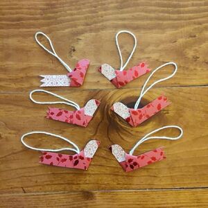 Set Of 6 BIRD HAND-FOLDED Paper Birds Christmas Ornament - Handmade